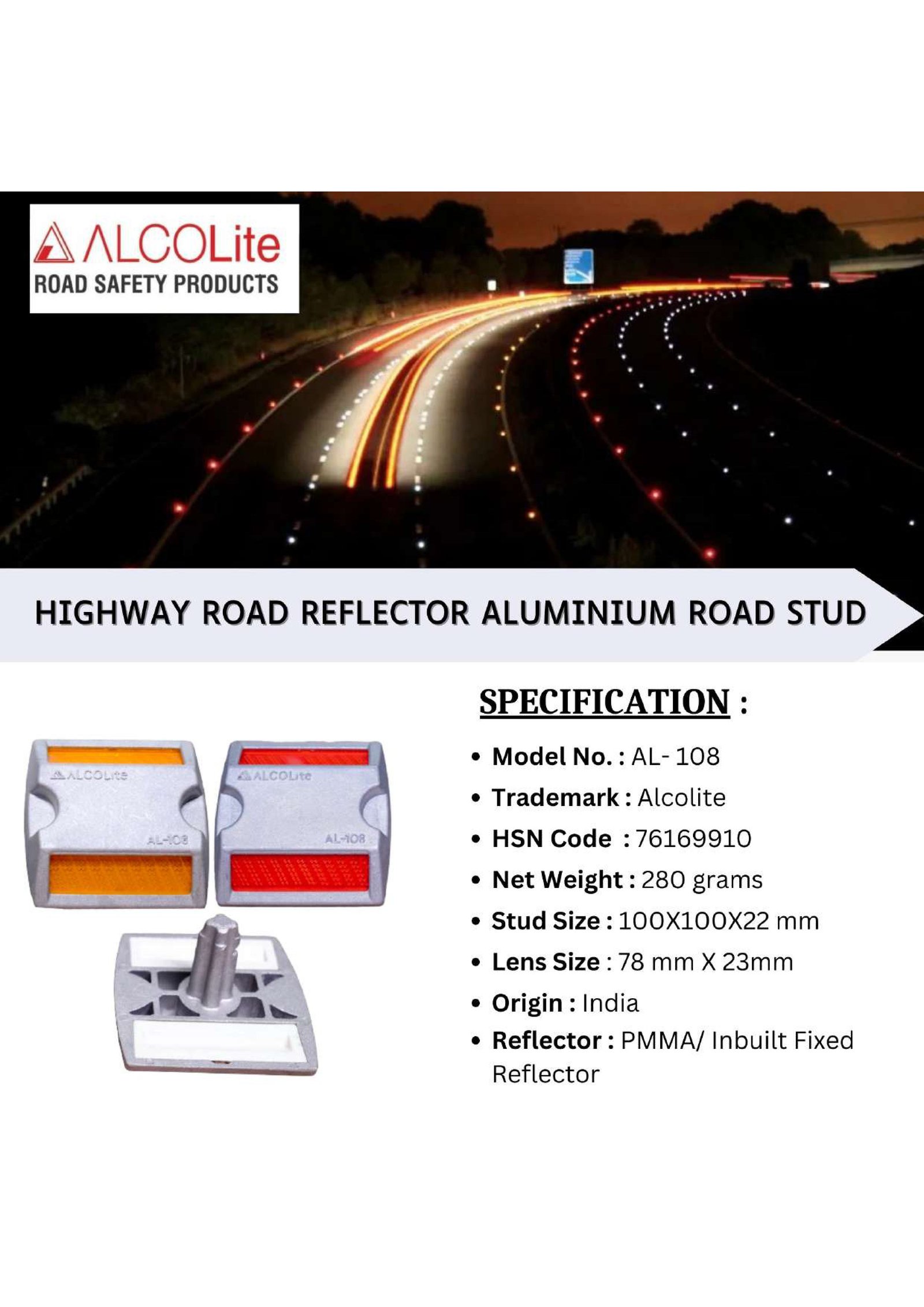 AL 108 Aluminium Road Stud